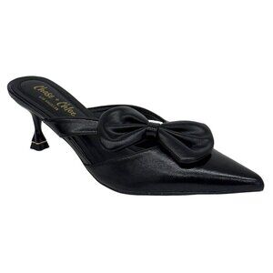 CHASE + CHLOE / Idra-3 / Pointed Toe Kitten / Mules With Bow Black / Size 9